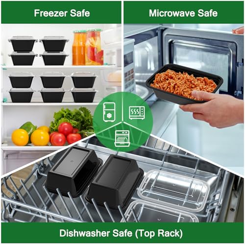 Dealusy 50 Pack 24 oz Reusable Meal Prep Containers with Lids - Leakproof & Dishwasher Safe