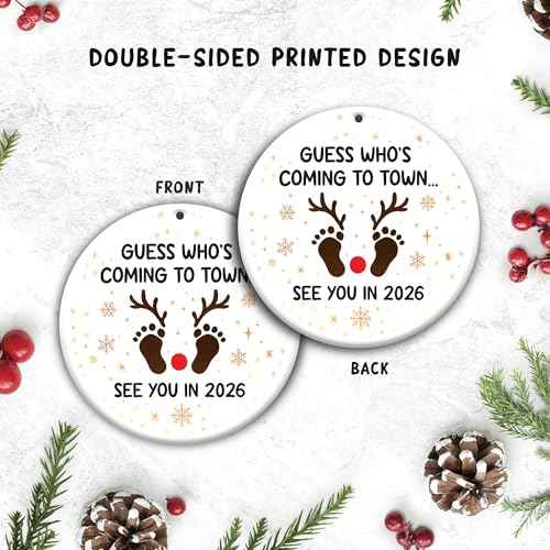 Baby Announcement Ornament 2026, 2 Side Printed Acrylic Ornaments, Baby Coming 2026 Ornaments, Pregnancy Announcement Ornament, Pregnancy Gifts for Expecting Mom, New Born Baby Girls Gift