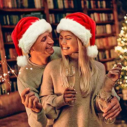 Santa Hat Christmas Hat Xmas New Year Festive Holiday Party Supply Plush Classic Fur Santa Claus Hat Extra Large Santa Hat Adults