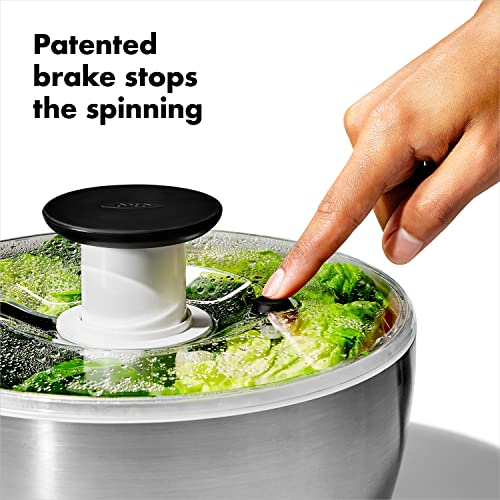 6-2/74-Quart Stainless Steel Salad Spinner with Non-Slip Base & Brake