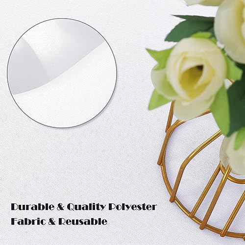 Round Tablecloth 120 Inch White - Pack of 6, Durable Polyester, Stain-Resistant