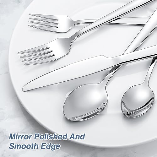 Yoehka Modern 60-Piece Stainless Steel Silverware Set for 12 - Flatware