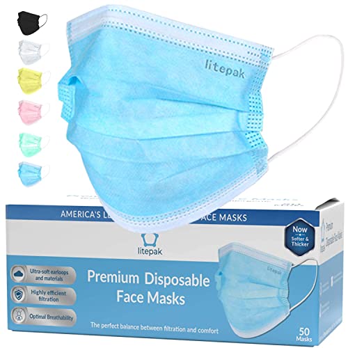 Blue Disposable Face Masks 2000pcs 3-Ply Breathable Covering with Nose Wire - Adult Mask