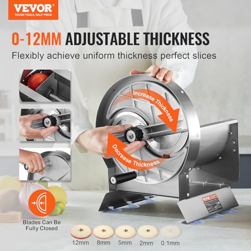 Manual Vegetable Fruit Slicer - Stainless Steel Adjustable Thickness with Spare Blades - Variation of THIS listing