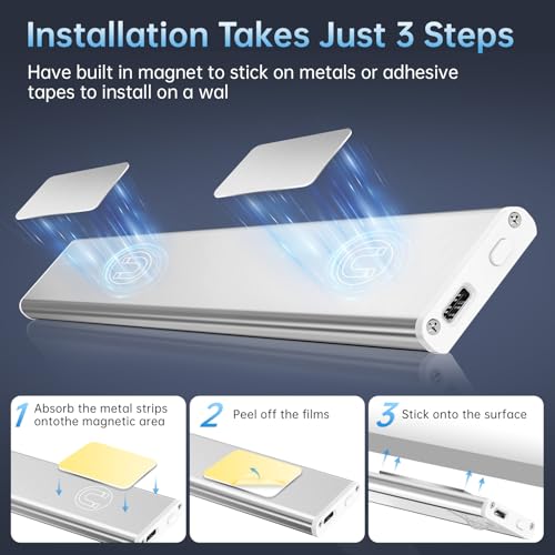 8 Inch Wireless Under Cabinet LED Light Pack of 5 with Motion Sensor & Rechargeable Battery