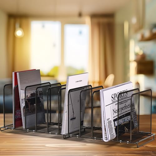 Simple Houseware 2 Pack 11-Section Upright File Organizer, Black | Office Desk Storage