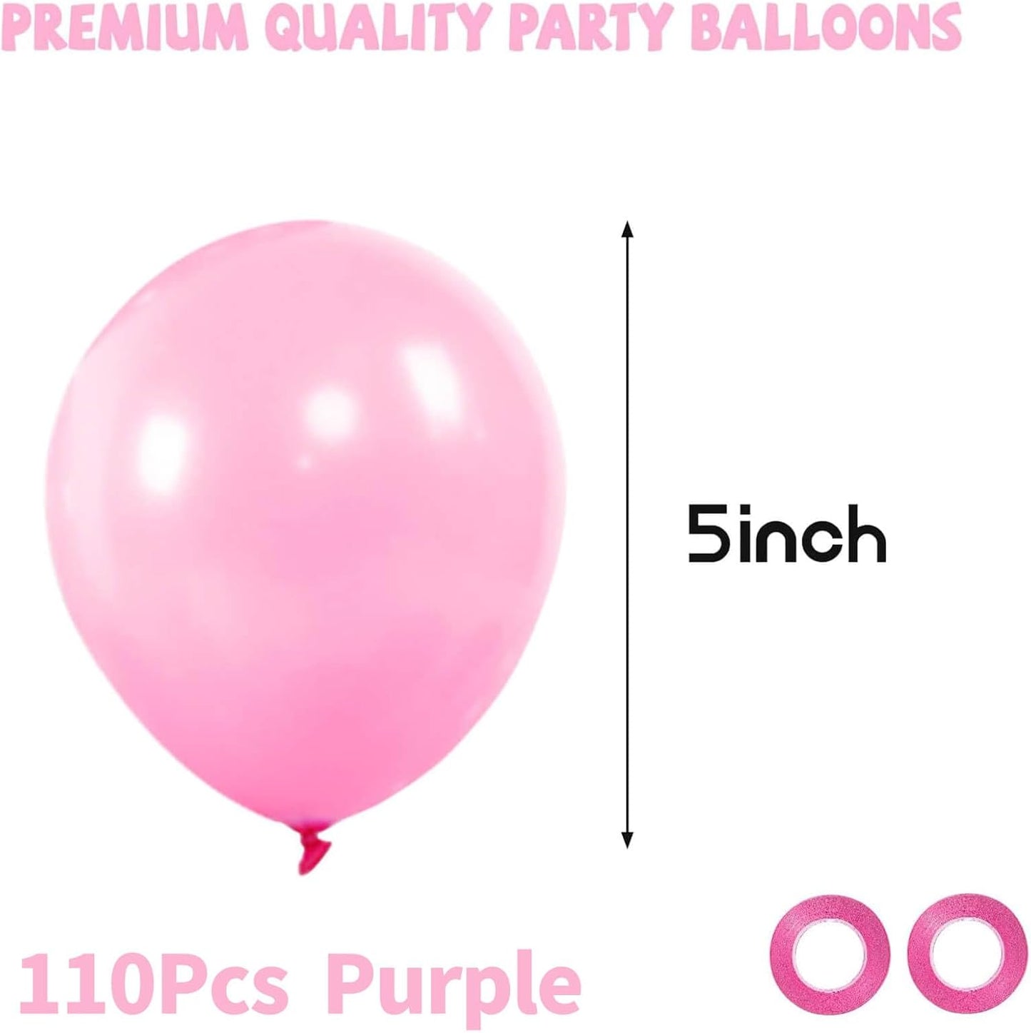 Pink Balloons - 110 Pcs Small 5-Inch Latex Balloons | Mini Thick Party Decorations for Birthdays & Showers