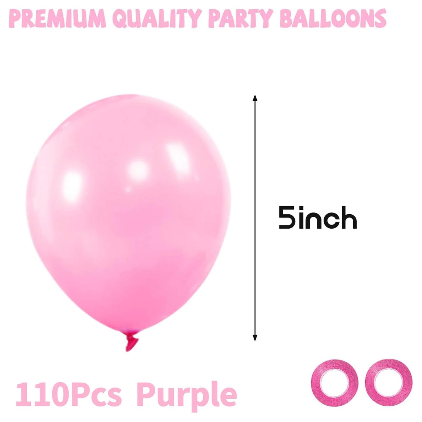 Pink Balloons 110Pcs, 5 Inch Small Pink Latex Party Balloons, Mini Thick Pink Balloons for Birthday Wedding Baby Shower Decorations.