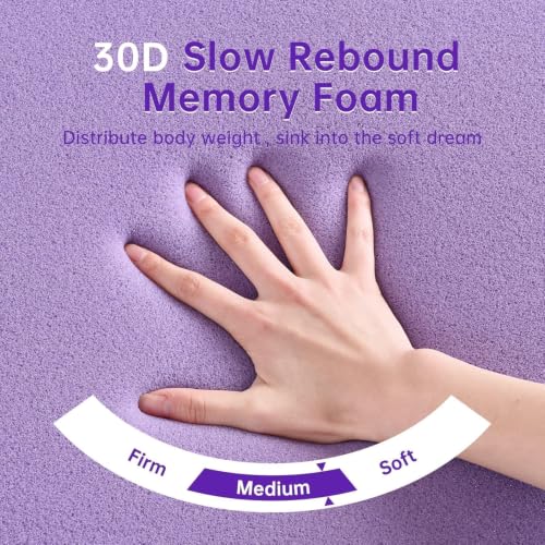 Twin XL Mattress Topper 3 Inch 7-Zone Gel Memory Foam Lavender Infused