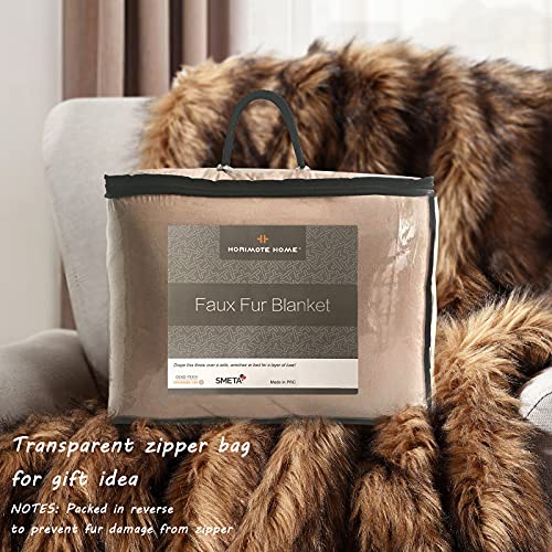 Brown Faux Fur Throw Blanket 60x80 Inches Long Pile Plush Fuzzy Decor