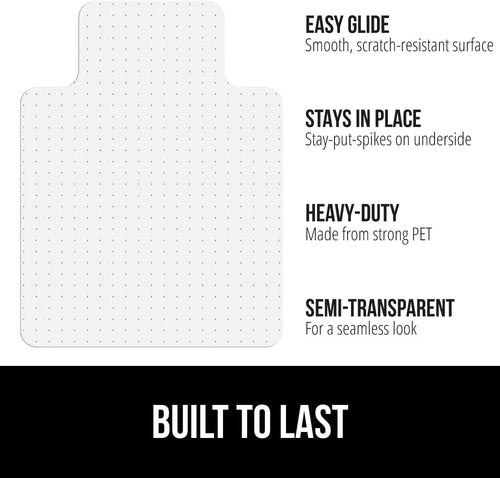 Gorilla Grip Rug Gripper Pads - 8 Pack Black Office Chair Mat for Carpet | 32.5x48 Inches Clear
