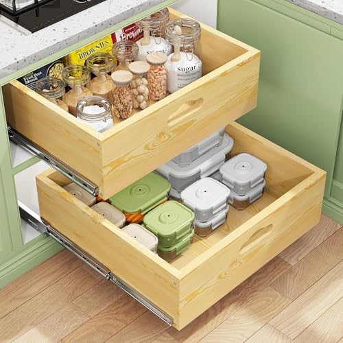 Pull Out Cabinet Organizer, Soft Close Slide Solid Wooden