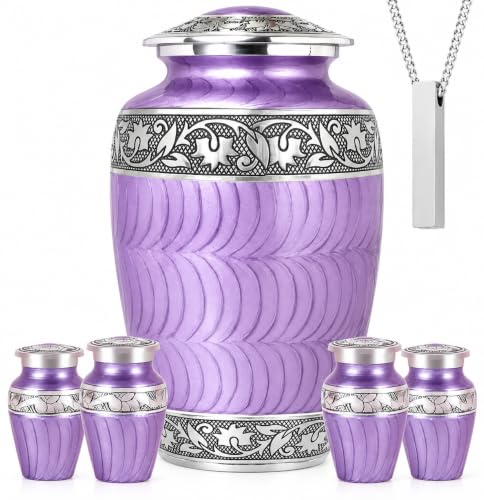 Set of 6 Purple Cremation & Funeral Urns for Ashes Women Men -