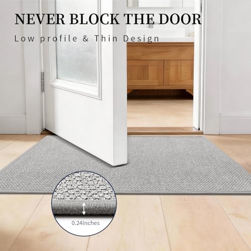 Gray Bathroom Rugs Set - 3-Piece Non-Slip Quick-Dry Bath Mat with Toilet Rug & Runner - 17x24/17x47/17.5x24 U