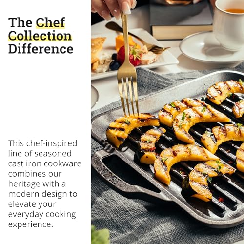 Lodge Chef Collection 11-Inch Pre-Seasoned Cast Iron Square Grill Pan