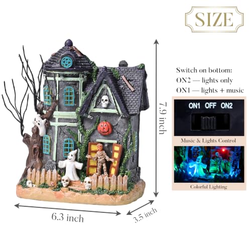 Valery Madelyn Medium Lighted Haunted House Halloween Decoration with Music & LED Lights