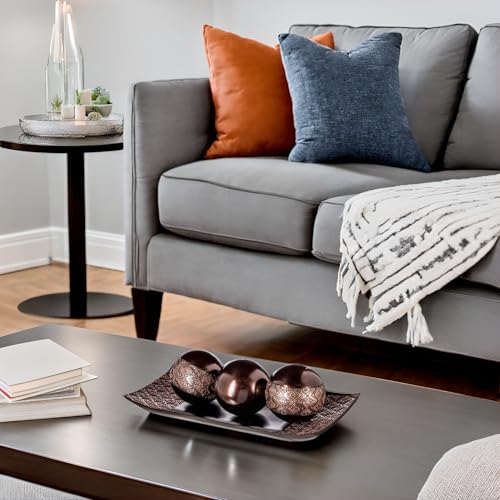 Creative Scents Dublin Brown Tray and Ball Set - Living Room, Entry