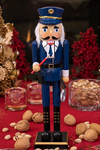 Clever Creations Policeman 16 Inch Wooden Nutcracker - Festive Christmas Decor