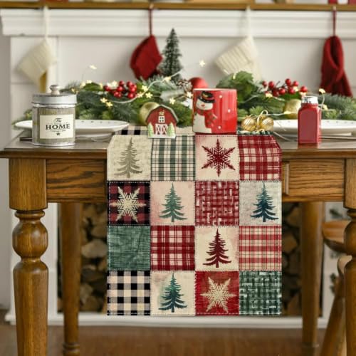 RABUSOFA Christmas Table Runner 13 x 60 Inch Red Holiday Decor for Home
