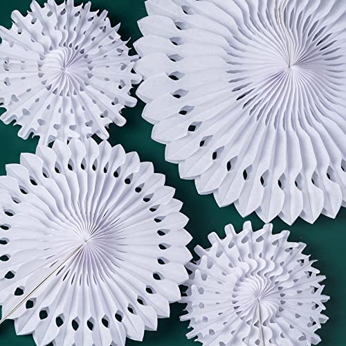 12pcs Winter Wonderland Snowflake Party Decorations Set: White Paper Fan Decor Snowflakes Garlands Banner for Frozen Birthday, Christmas, Baby Shower, Wedding