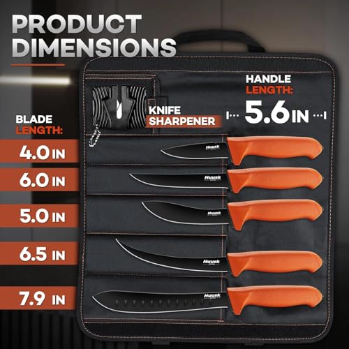 8.5-Inch Meat Processing Knife Set with Roll Bag - Butcher Kitchen Kit for Outdoor & Gift