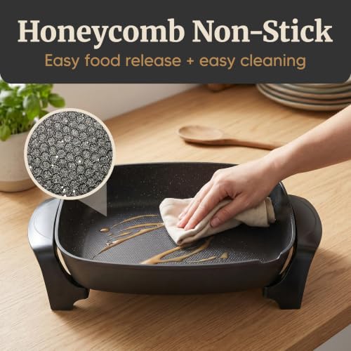 Elite Gourmet 10.5 Qt Nonstick Electric Skillet - Extra Deep 16x13 Inch, Dishwasher Safe
