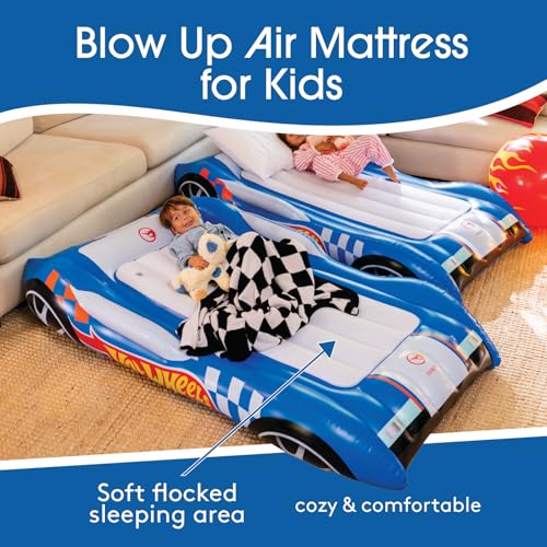 Kids Twin Inflatable Air Mattress with Hot Wheels Convertible Design - Fun & Portable
