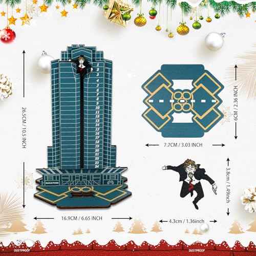 2023 Christmas Die Hard Advent Calendar-Thanksgiving Halloween Christmas Countdown Decoration Calenda£¬Hans Gruber Advent Calendar£¬Hans Gruber Drop from Nakatomi Square, Calendar for Desktop Wooden
