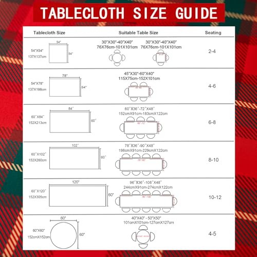 Joyfol Day 78" x 54" Christmas Buffalo Plaid Tablecloth - Red/Green, Stain-Resistant