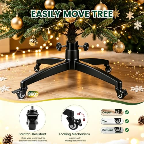 Rolling Christmas Tree Stand with Wheels, 7.5 ft fits 1-2.8 in trunk – Black