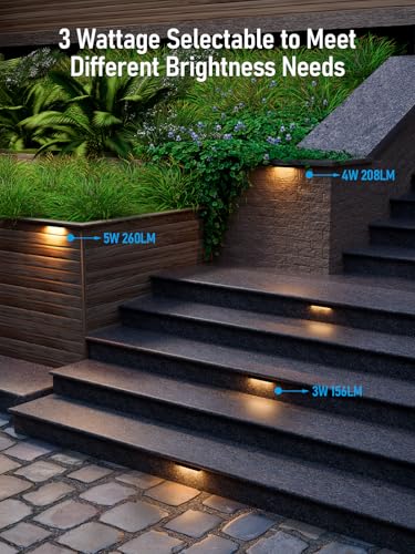 LEONLITE 8-Pack 7 Inch LED Hardscape Lighting, 3W/4W/5W, 2700K Soft