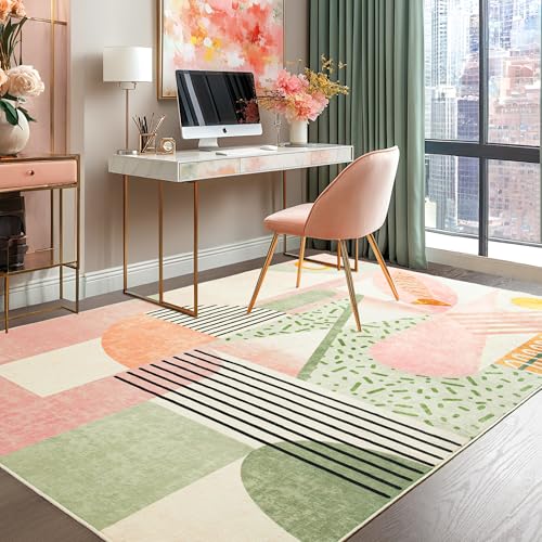 Tepook Pink 8x10 Feet Area Rug for Living Room & Bedroom - Soft Indoor Carpet