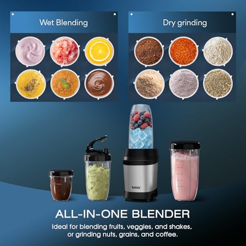 Nahida Silver Square Base 1200W Personal Blender for Smoothies & Ice Crushing