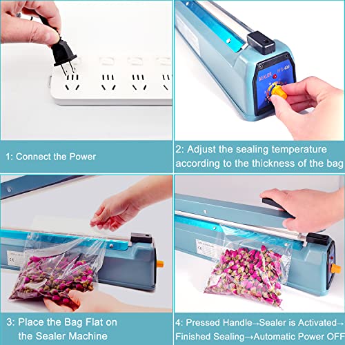 Blue 16-Inch 3mm Impulse Heat Sealer for Plastic & Mylar Bags – Manual Sealing Machine with Repair Kit