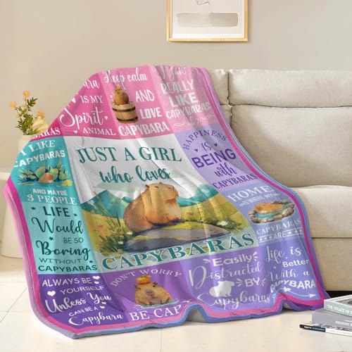 Capybara Blanket 50x60 Inch, Capybaras Gifts for Girls, Just A Girl Who Loves Capybara Throw Blankets, Gifts for Capybaras Lovers for Christmas Birthday Decorations