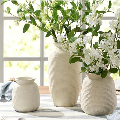 Ooit 12.5-Inch Rustic Ceramic Flower Vase with Waterproof Coating