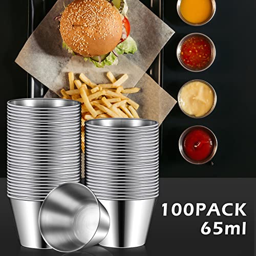 100 Stainless Steel Ramekins - 2.2 Oz Metal Sauce Cups Bulk Set - Mimorou Variation of THIS listing
