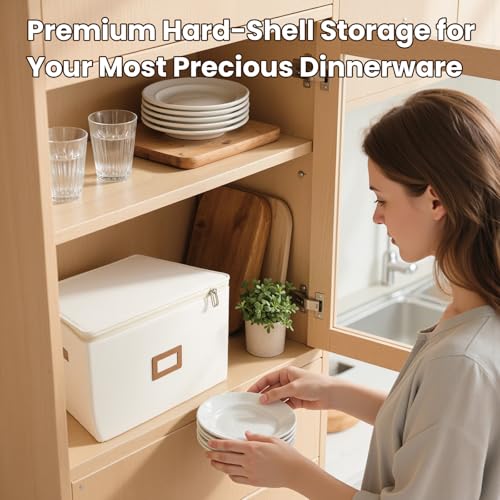 HOMELUX THEORY Ivory 8-Piece China Storage Set with Lid - Dinnerware & Flatware Organizer