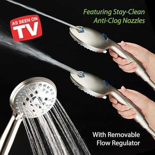 High Pressure Handheld Shower Head with 8 Modes & 2-Mode Power Wash – Satin Nickel, 2.5 GPM