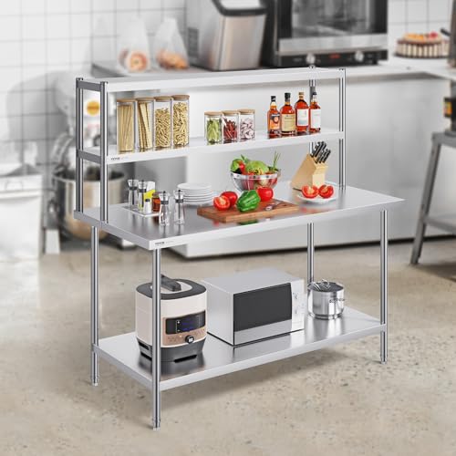 12 x 60 x 24 Inch Stainless Steel Double Deck OverShelf for Commercial Kitchen