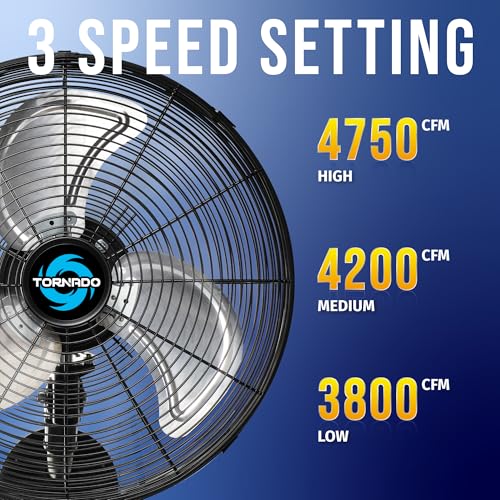 16 Inch Pro Series Oscillating Wall Mount Fan - Heavy Duty Industrial Ventilation - Tornado Variation 1