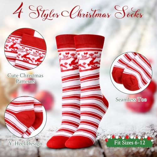 Tioncy Classic Christmas Glasses Set 16oz with Keychains & Socks - Holiday Favors