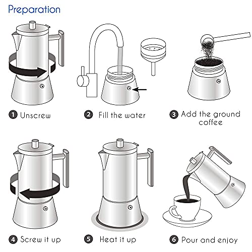 Stainless Steel 4-Cup Stovetop Espresso Maker - Silver / 6.8 oz