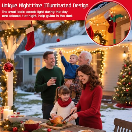 Tryitsbest Adjustable Christmas Light Hanger Pole with Utility Hooks, 3-14.5 ft