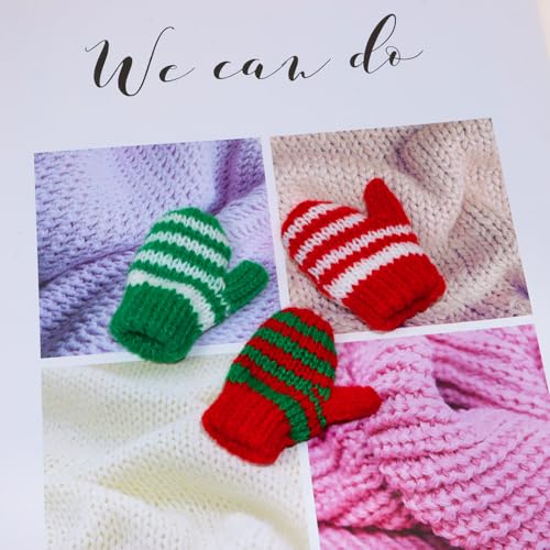 Christmas Mini Knitted Gloves 12Pcs Mixed Color Tiny Yarn Doll Craft DIY