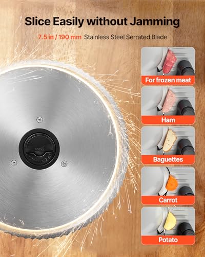 VEVOR 7.5-Inch Electric Meat Slicer with SUS420 Blade, Adjustable Thickness