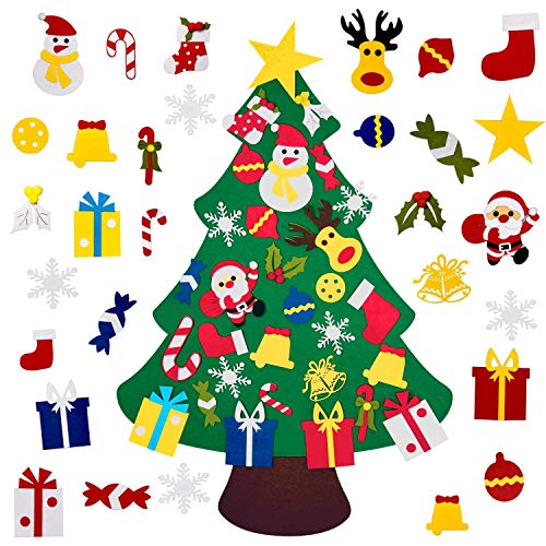 Fayoo DIY Felt Christmas Tree for Toddlers – Wall Hanging with 30 Ornaments