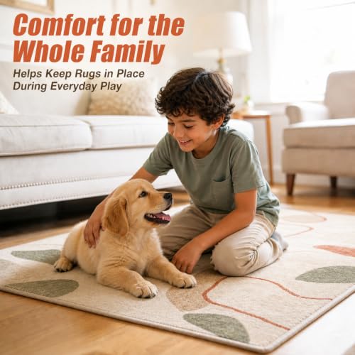 Non Slip Rug Pad 5x7 Ft - 1/4 Inch Thick Felt and Rubber Backing, Carpet Padding for Hardwood Floors - Rectangular Variation