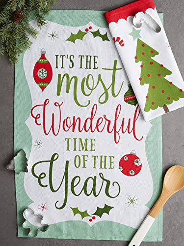 DII Holiday Kitchen Towel Set 18x28 Inches, Christmas Sayings, Pack of 2