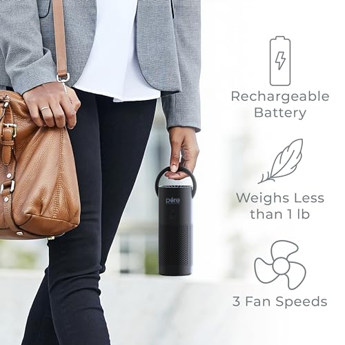 Pure Enrichment PureZone Mini Portable Air Purifier Black for Personal Use